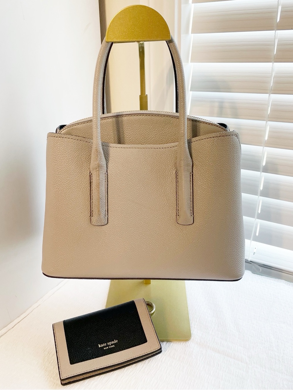kate spade Pebbled Leather Tote in Grey Taupe - Picture 3 of 12